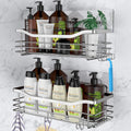 Orimade Shower Caddy Basket Shelf with 5 Hooks Adhesive Organizer Storage Rack Rustproof Wall Mounted Stainless Steel No Drillin