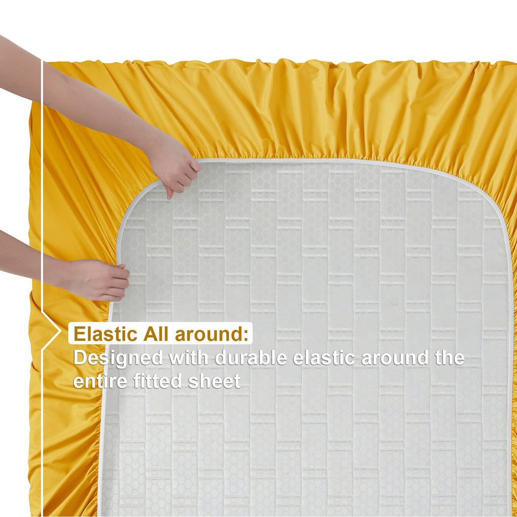 Nestl Twin Sheets Set - 3 Piece Twin Bed Sheets, Deep Pocket, Hotel Luxury, Extra Soft, Breathable And Cooling, Yellow Sheets For Twin Size Mattresses