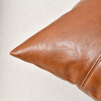 Fancy Homi 2 Packs Brown Boho Long Lumbar Faux Leather Decorative Throw Pillow Covers 12X24 Inch For Living Room Couch Bed, Hand