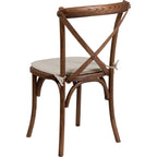 Flash Furniture Hercules Series Stackable Pecan Wood Cross Back Chair With Cushion