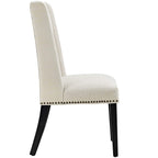 Modway Baron Modern Tall Back Wood Upholstered Fabric Two Dining Chairs In Beige