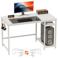 JOISCOPE Home Office Desk with Double Reversible Side Shelves and Headphone Hooks, Small Computer Desk for Working, Gaming, Stud