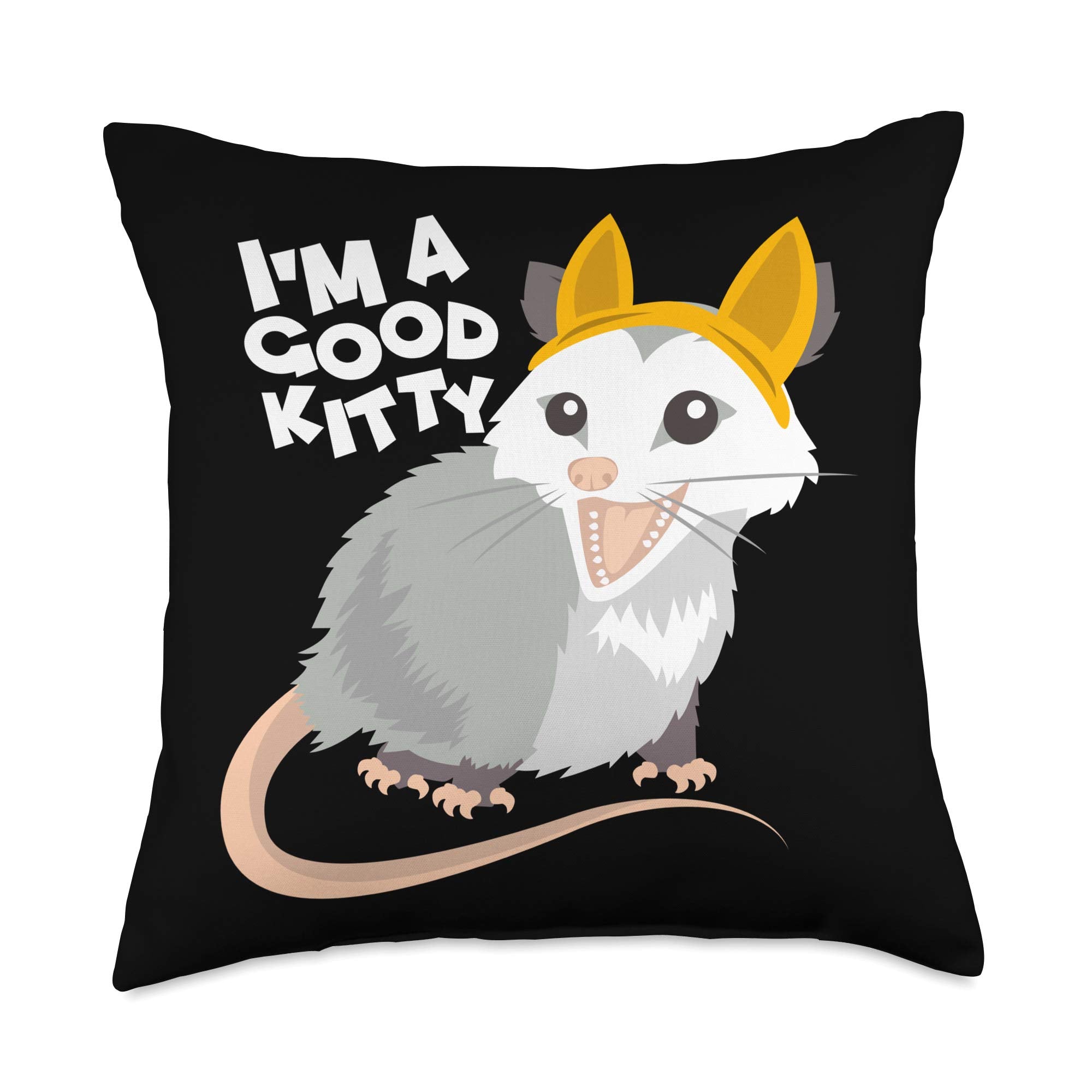 Fake Cat Rat Opossum Possum I'M A Good Kitty Funny Pets Throw Pillow