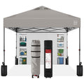 Best Choice Products 10X10Ft Easy Pop Up Canopy W/Side Wall, 10 Pockets, Portable Carrying Case, 1-Button Setup, 4 Weight Bags - Light Gray