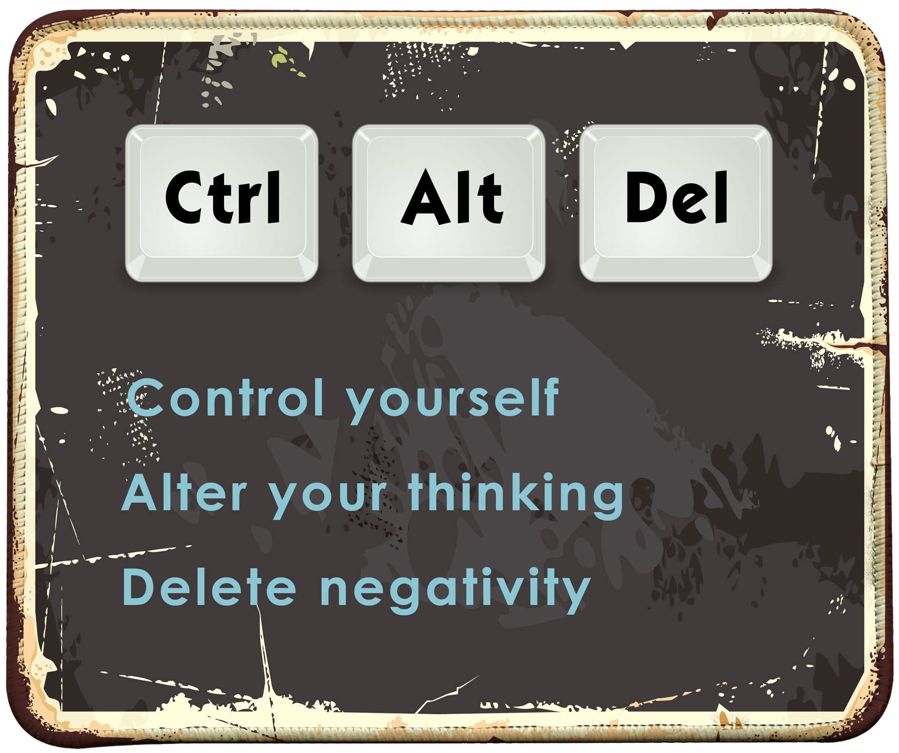 Vivipow Inspirational Quote Mouse Pad, Stitched Edges Mouse Pad With Ctrl Del Alt Quote Pattern