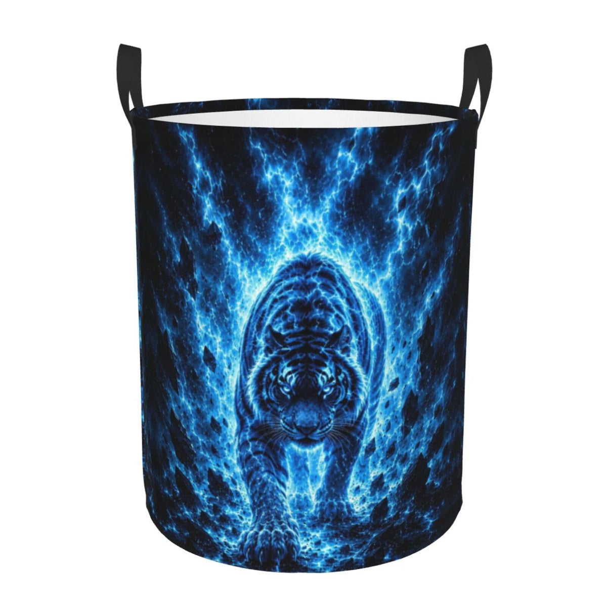 Laundry Basket Dirty Clothes Hamper for Bedroom Blue Fire Tiger