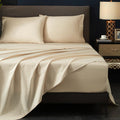 Hyprest Deep Pocket King Sheets Beige-100% Cotton Sheet Sets Fits 18'-24' In Deep Mattress, Hotel Luxury Soft Wrinkle Free Coo