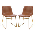 Flash Furniture Mid-Century Modern LeatherSoft Dining Chair, Light Brown, 2 Pack (ETER1834518LB)