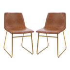 Flash Furniture Mid-Century Modern LeatherSoft Dining Chair, Light Brown, 2 Pack (ETER1834518LB)
