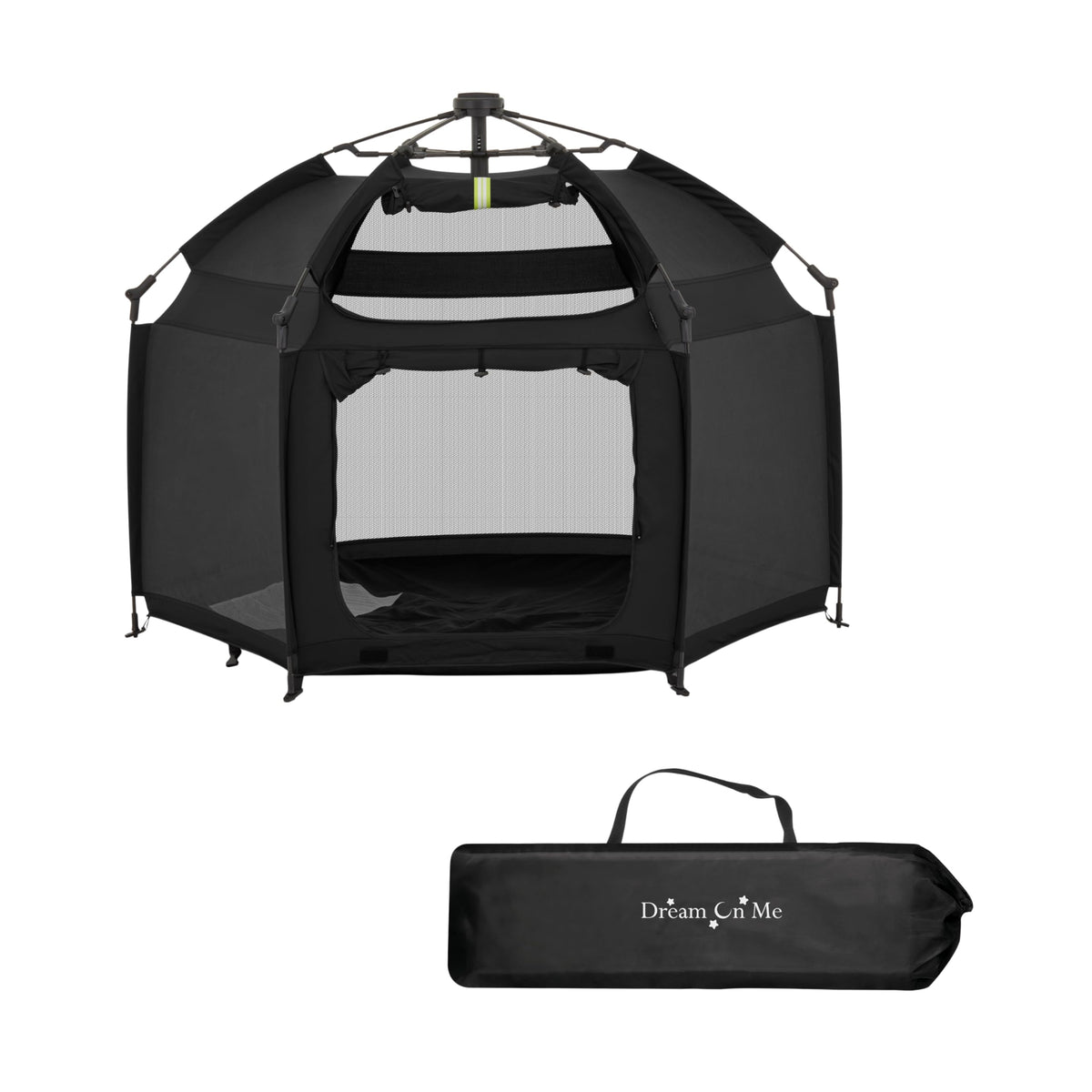Dream On Me Pop Up Children Playpen in Noir Black, Easy Set Up Playpen for Babies and Toddlers, Breathable Mesh Sides, One Hand 
