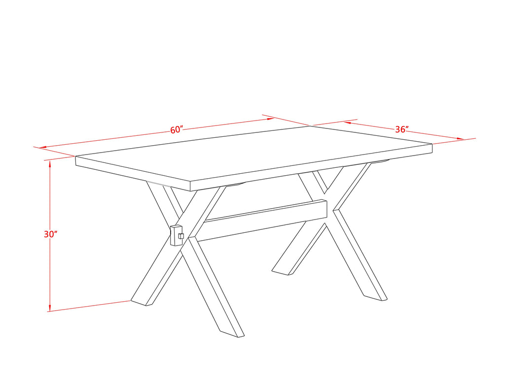 East West Furniture X2-676 3 Piece Kitchen Table Set for Small Spaces Contains a Rectangle Dining Room Table with X-Legs and 2 Dining Bench, 36x60 Inch, Multi-Color