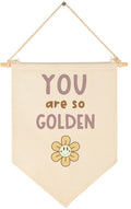 You are So Golden,Smiley -Sign Above Crib-Baby Flag Wall Decor Gifts for Baby Girls Kids-Canvas Hanging Pennant Banner Wall Sign