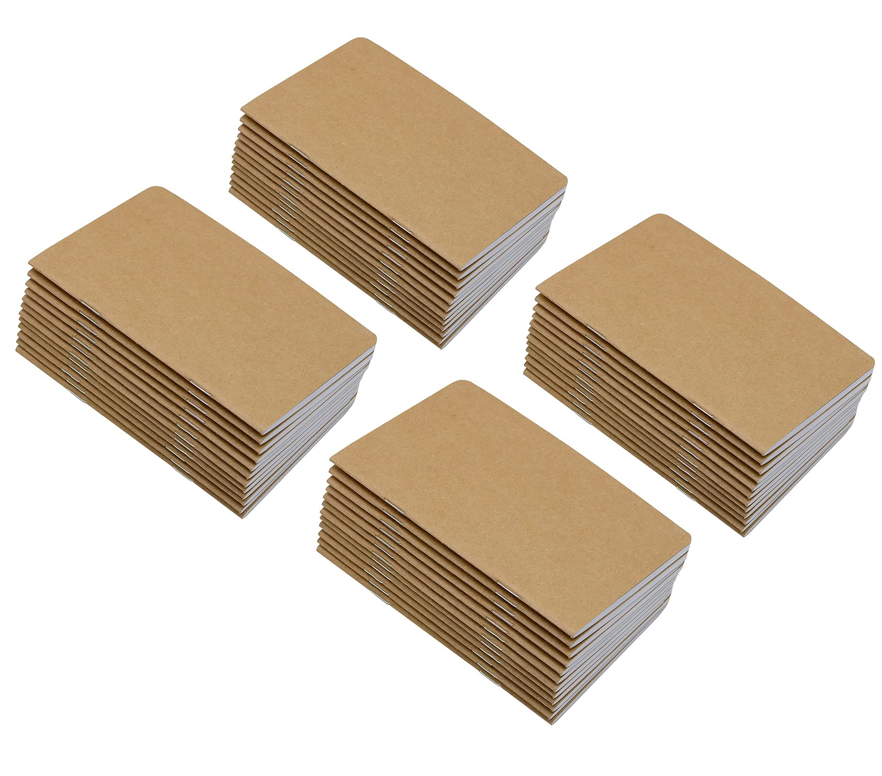 Yansanido 48 Pcs 5.5 Inch X 3.5 Inch Brown Cover Pocket Notebook 32 Sheets (64 Pages) Blank Pages 70 Gsm Paper (48)