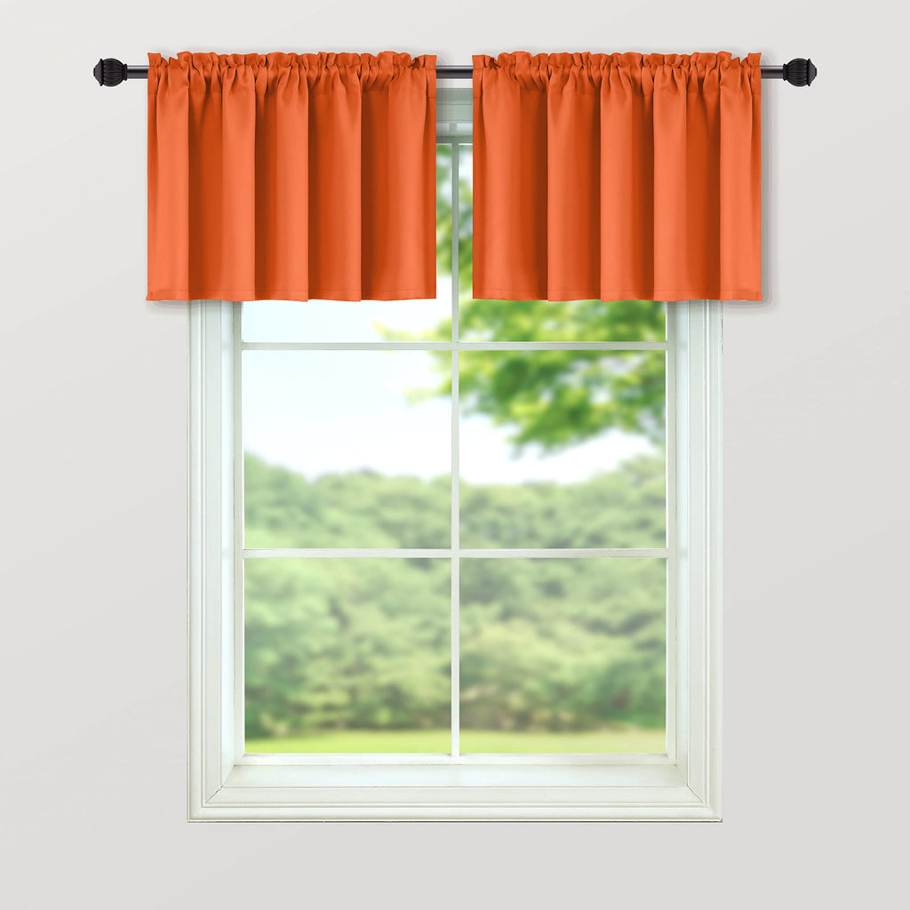 Mrs.Naturall Orange Curtains Valances For Kitchen 2 Pack Rod Pocket Window Valance For Living Room 16 Inch Length