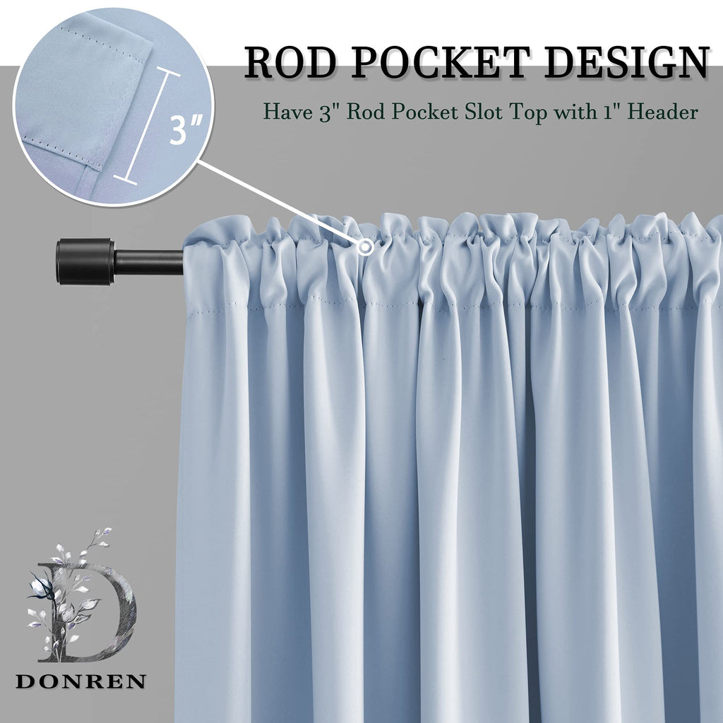 Donren Light Blue Tier Curtain Panels For Small Window - Thermal Insulated Room Darkening Rod Pocket Valance Curtains For Livingroom (Dream Blue,52 By 24 Inch 2 Panels)