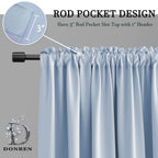 Donren Light Blue Tier Curtain Panels For Small Window - Thermal Insulated Room Darkening Rod Pocket Valance Curtains For Livingroom (Dream Blue,52 By 24 Inch 2 Panels)