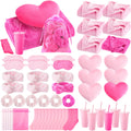 Fanfanwin 48 Pcs Sleepover Party Supplies Spa Birthday Slumber Pajamas Galentines Party Favors Coquette Throw Blanket Pillow Hea