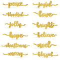 12 Pieces Christmas Thankful Blessed Merry Joyful Peace Family Wood Cutout Rustic Thankful Plate Letter Sign Decor Inspirational