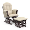Storkcraft Premium Hoop Glider And Ottoman (Espresso, Beige) - Padded Cushions With Storage Pocket, Smooth Rocking Motion, Easy To Assemble, Solid Hardwood Base