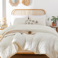 Rosgonia Oversized King Comforter 128X120, 3Pcs Super King Plus (1 Ivory Comforter & 2 Pillowcases) Lightweight Oversized King B