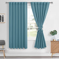 Hiasan Stone Blue Curtains 63 inch Long Sewn with Tiebacks, Rod Pocket & Back Tab Blackout Thermal Insulated Kids Drapes, Room D