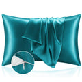 Bedelite Satin Pillowcase With Zipper 2 Pack, Teal Pillow Cases Standard Size, Super Soft And Cooling Similar To Silk Pillow Cas