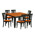 East West Furniture PFAV7-BCH-W 7 Piece Dining Room Furniture Set Consist of a Square Kitchen Table with Butterfly Leaf and 6 Dining Chairs, 54x54 Inch, Black & Cherry
