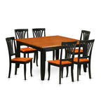 East West Furniture PFAV7-BCH-W 7 Piece Dining Room Furniture Set Consist of a Square Kitchen Table with Butterfly Leaf and 6 Dining Chairs, 54x54 Inch, Black & Cherry