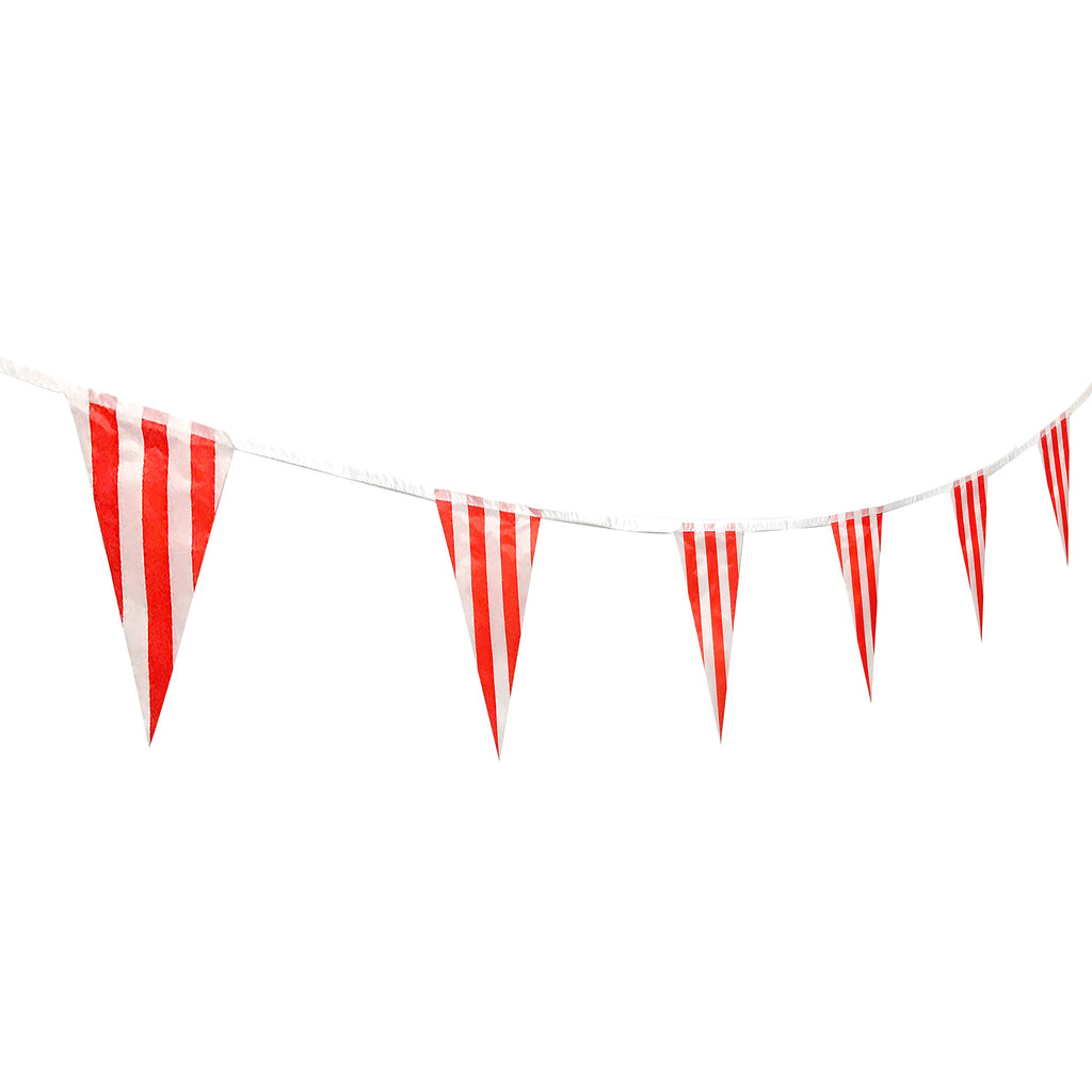 100 Feet Red & White Striped Pennant Banner Flags String 60 Pcs Indoor/Outdoor Triangle Bunting Flags,Party Decorations Supplies