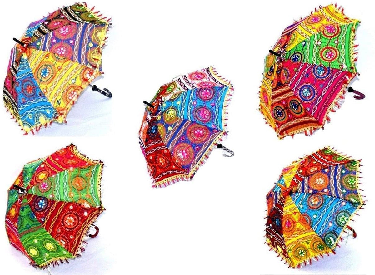 3A FEATURETAIL Umbrella For Decoration, Handmade Embroidery Ethnic Parasol For Sun Protection or Wedding Decoration or Event Pho