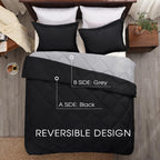 Basic Beyond Full Size Comforter Set - Black And Grey Comforter Set Full, Reversible Comforter Full Size Set, 1 Comforter (82'X92') And 2 Pillow Shams (20'X26'+2')