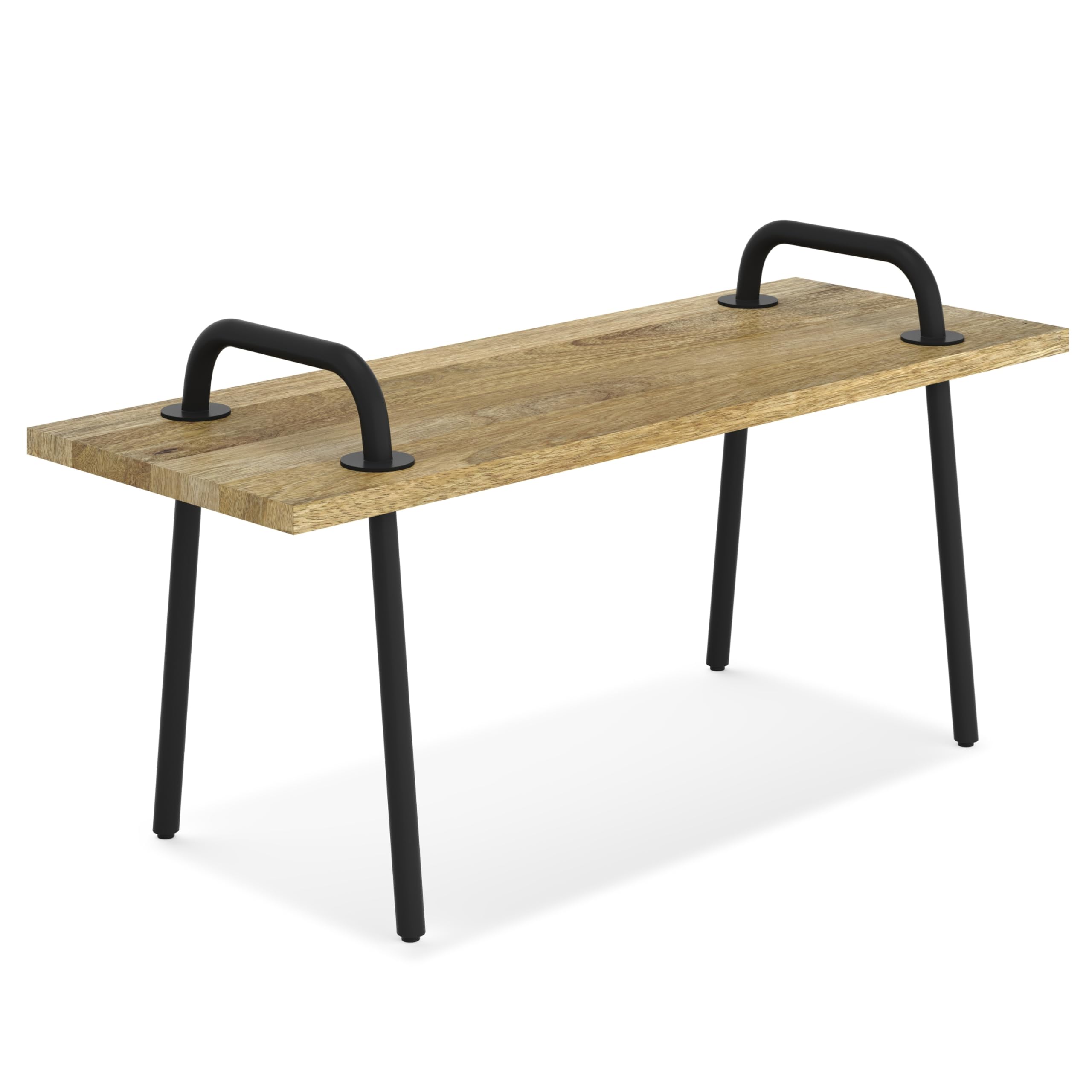 SIMPLIHOME Berkeley SOLID MANGO WOOD 42 Inch Wide Industrial Entryway Bench in Natural, For the Living Room, Entryway and Family