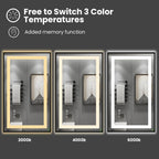 Amorho LED Bathroom Mirror 72"x36" Black Framed, Front Light and Backlit, Stepless Dimmable, Anti-Fog, Shatter-Proof, 3 Colors, Memory Function