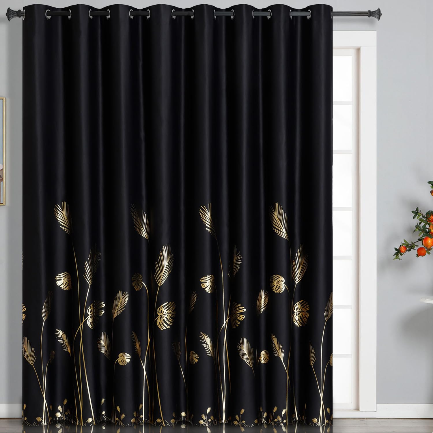 Estelar Textiler Room Divider Curtain For Sliding Glass Door 120W X 96L Inch Palm Tree Thermal Insulated Blackout Curtain For Li