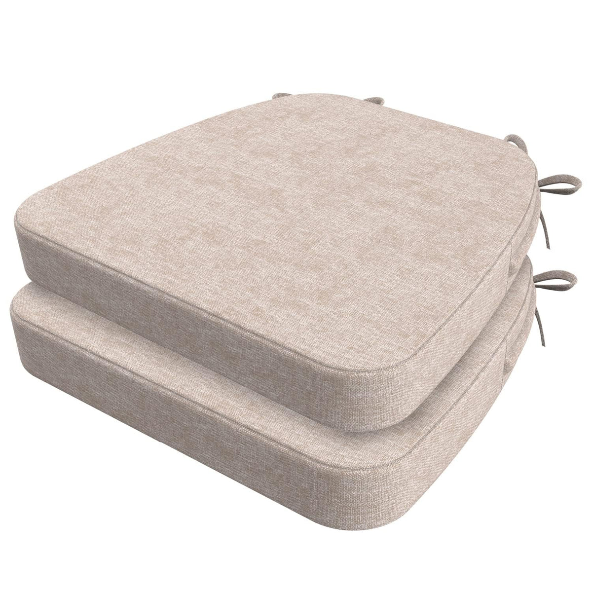 Shelfam Beige Dshaped Chair Cushions, Set Of 2, 17 X 16 X 2 Inch Thick Kitchen Seat Pads With Secure Ties And Removable Cover F