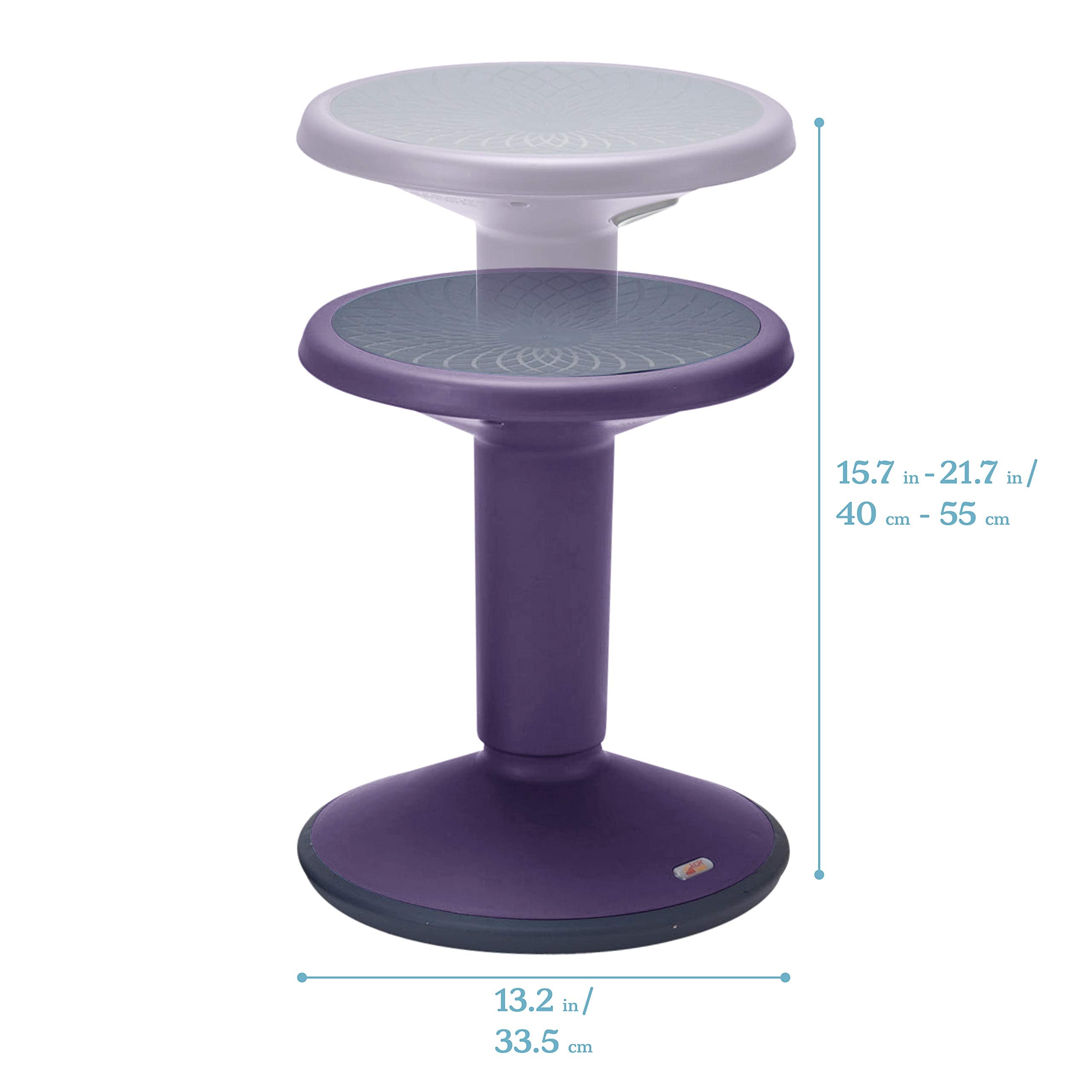 Ecr4Kids Sitwell Wobble Stool, Adjustable Height, Active Seating, Eggplant