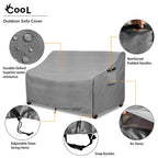 Okcool Heavy Duty Patio Sofa Cover, 100% Waterproof 2-Seater Outdoor Sofa Cover Fits Up To 58W X 32.5D X 31H Inches, Lawn Patio