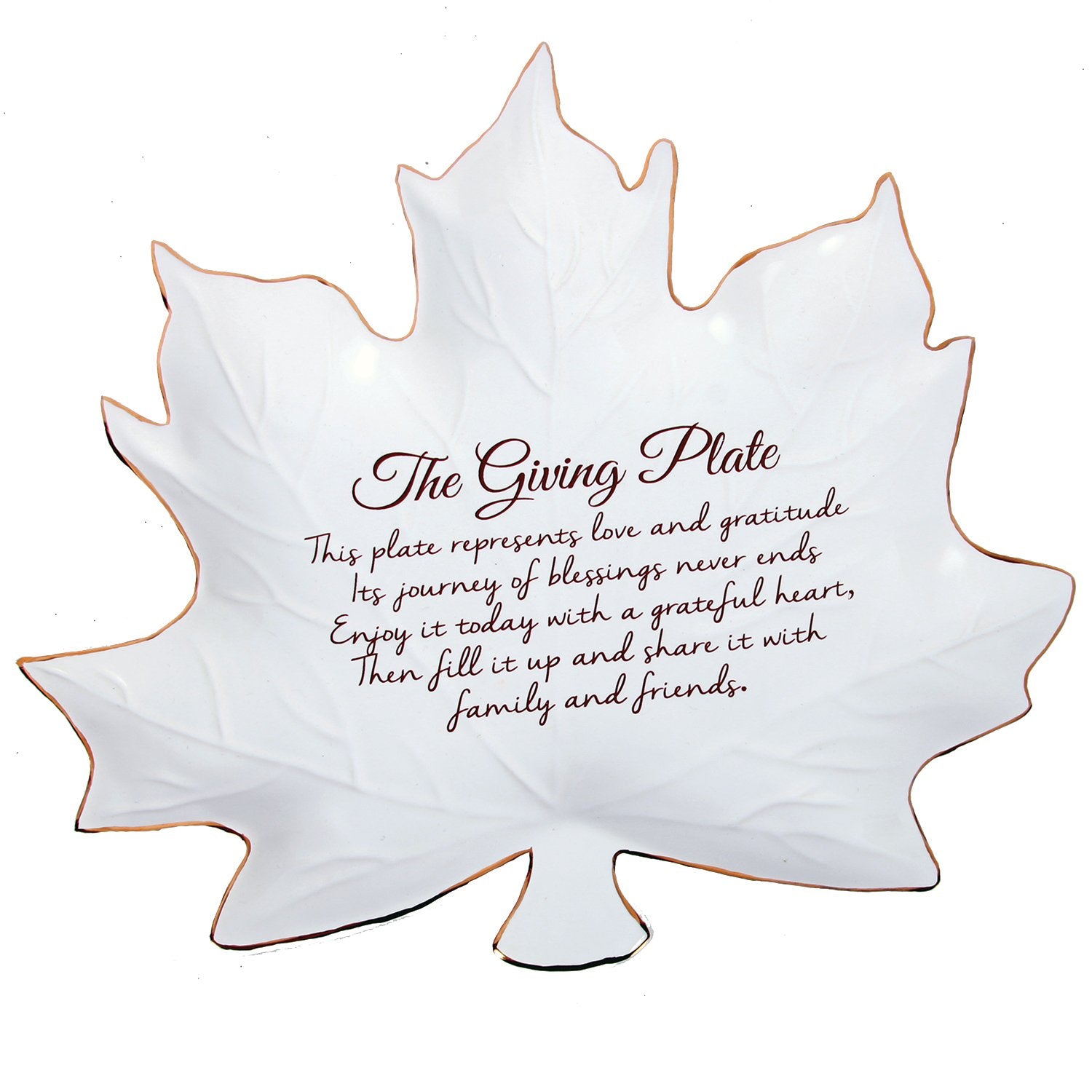 DEI Ceramic Leaf Plate, 9.0 x 8.75 x .75, White