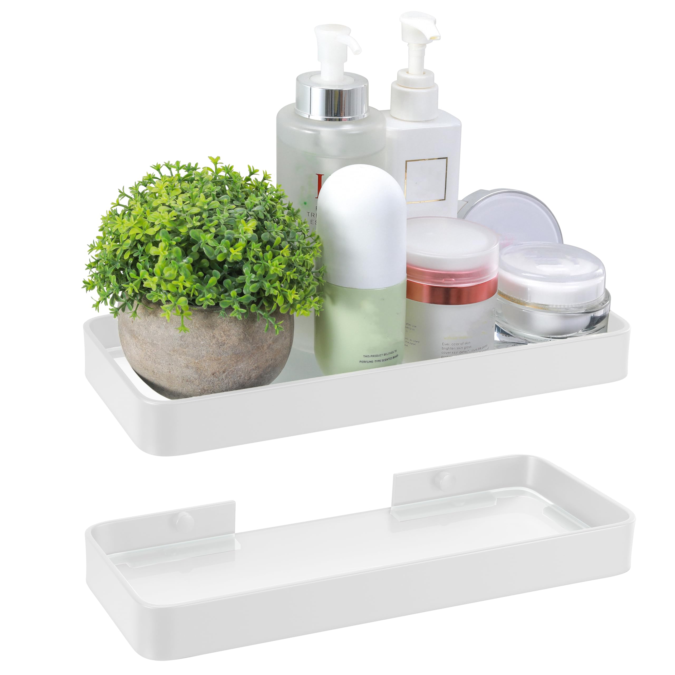 Z metnal Small Glass Bathroom Shelves, Floating Shelf, Mini Wall Shelf for Bathroom Organizer, Wall Mounted, White, 12 inch / 30