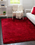 Rugs.com Infinity Collection Solid Shag Area Rug 4 x 6 Merlot Shag Rug Perfect for Living Rooms, Large Dining Rooms, Open Floo