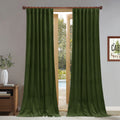 Stangh Moss Green Velvet Curtains - Back Tab Room Darkening Window Drapes For Bedroom, Super Soft Heavy Thick Room Dividers For