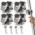 3H 4 Pack Magnetic Broom Holder with 4 Pack Mini Magnetic Hooks,Silver