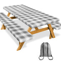 SiorVeol Picnic Table Cover with Bench Covers Camping Essentials Reusable Waterproof Windproof Camping Tablecloth Fitted Rectang