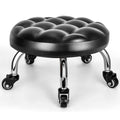 Flolxnb Low Rolling Stool, Low Stool With Wheels, Pu Leather Low Roller Seat Stool Chair, Rolling Seat Stool For Home Office Gar