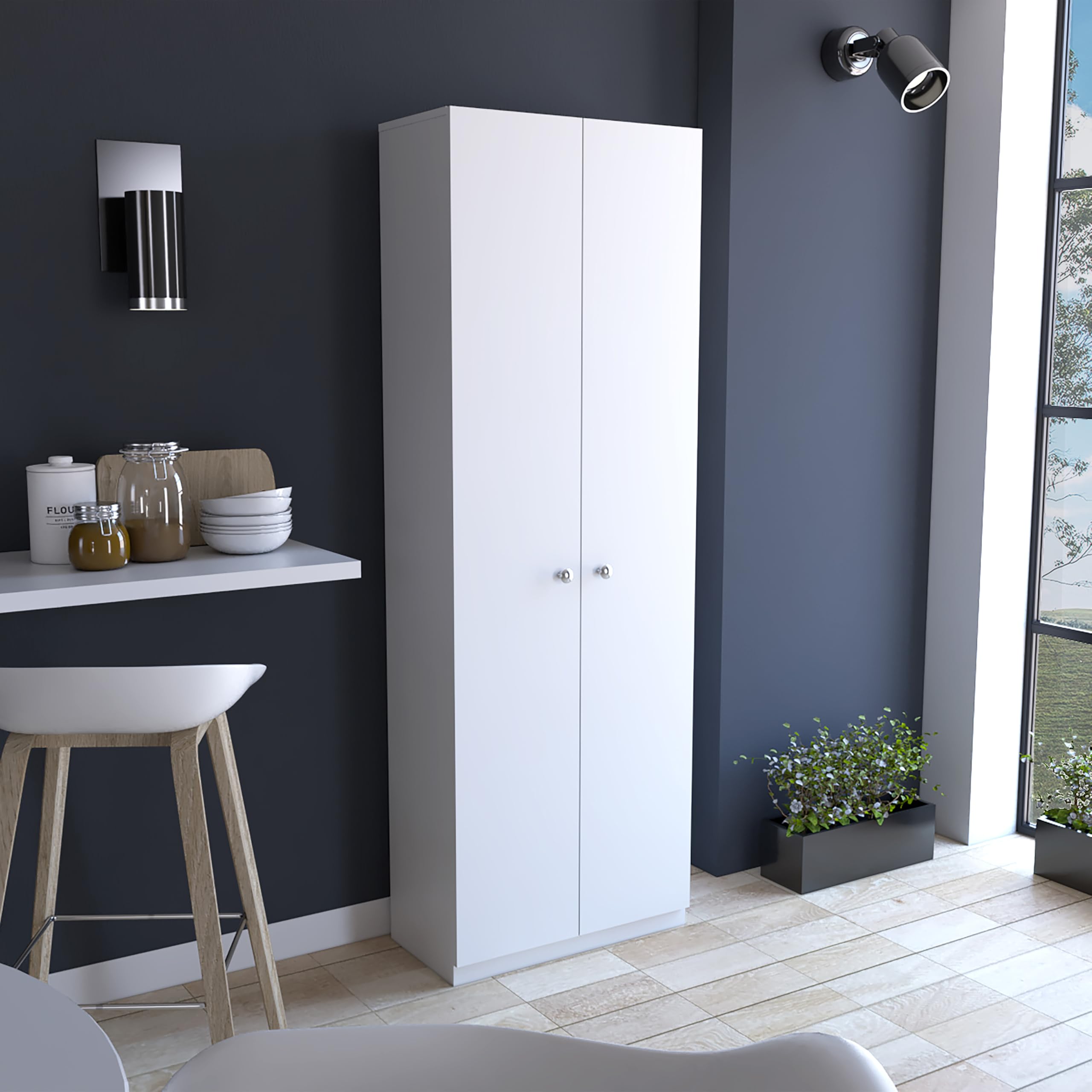 Multistorage Cabinet 71" H, 2 Doors, 5 Shelves, White - Dakari Storage Solution