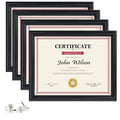 PETAFLOP 8.5x11 Certificate Frame, Black Picture Diploma Degree Document Frames with Real Glass Front, Wall or Tabletop Vertical