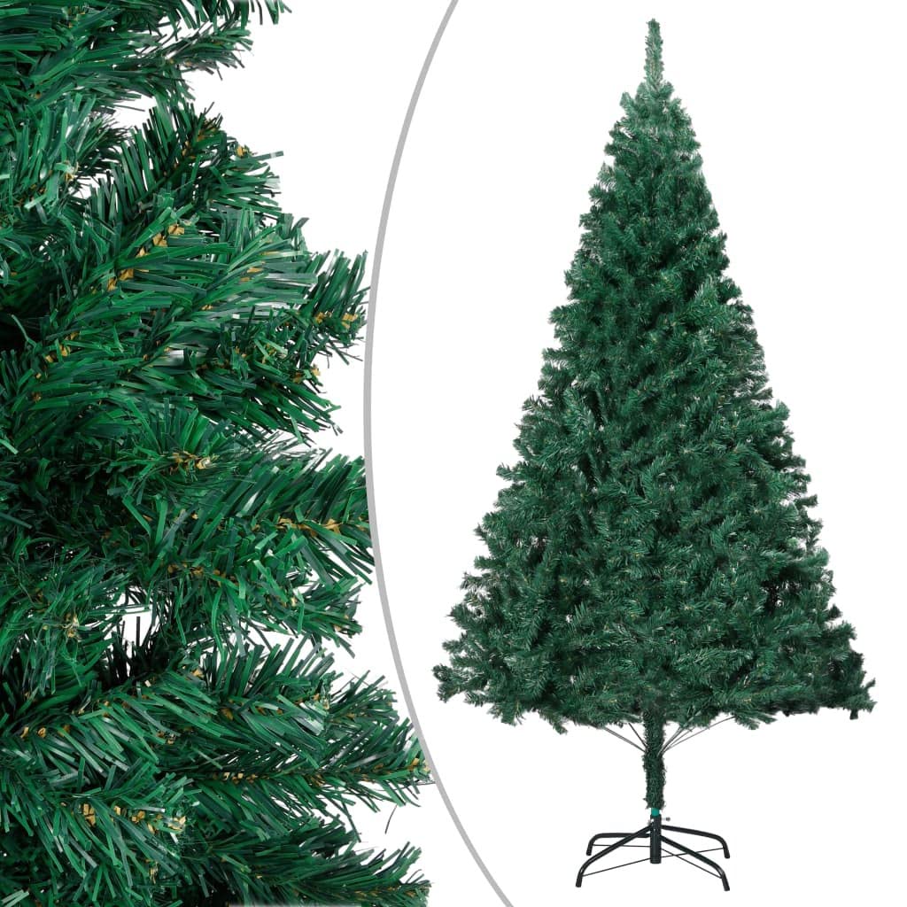 Vidaxl 8 Ft Green Artificial Christmas Tree With Extra-Thick Branches - Lifelike Pvc Christmas Tree With Sturdy Metal Stand - Indoor & Outdoor Use