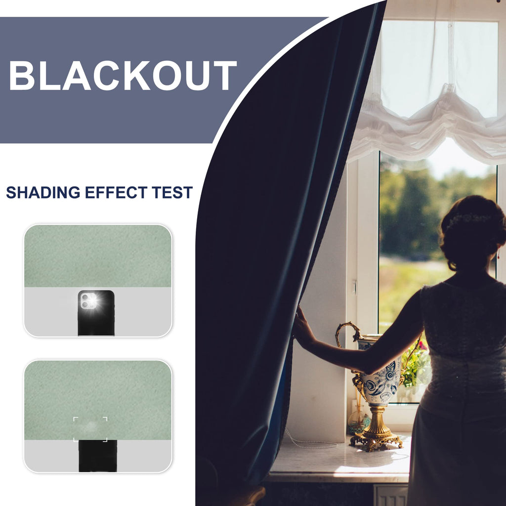 Jiuzhen Blackout Curtains For Bedroom?Thermal Insulated,Noise Reducing Room Darkening Privacy Rod Pocket Drapes For Living Room, Set Of 2 Panels With Tiebacks, 42 X 54 Inch Long, Light Green