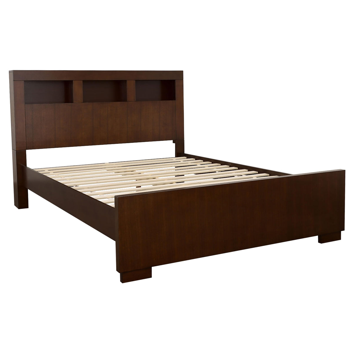 Coaster Home Furnishings Jessica Contemporary Wood Eastern King Size LED Storage Bookcase Bed Frame Platform Bed 47-inch Headboard Cappuccino 200719KE