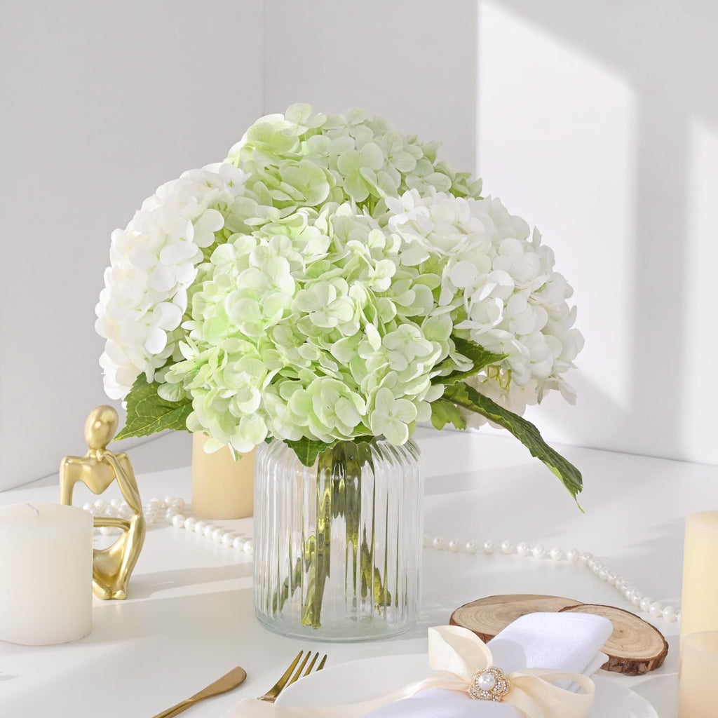 Martine Mall 4Pcs 21In Hydrangea Artificial Flowers, Latex Real Touch Hydrangeas Lifelike Large Hydrangea Flowers For Home Decor